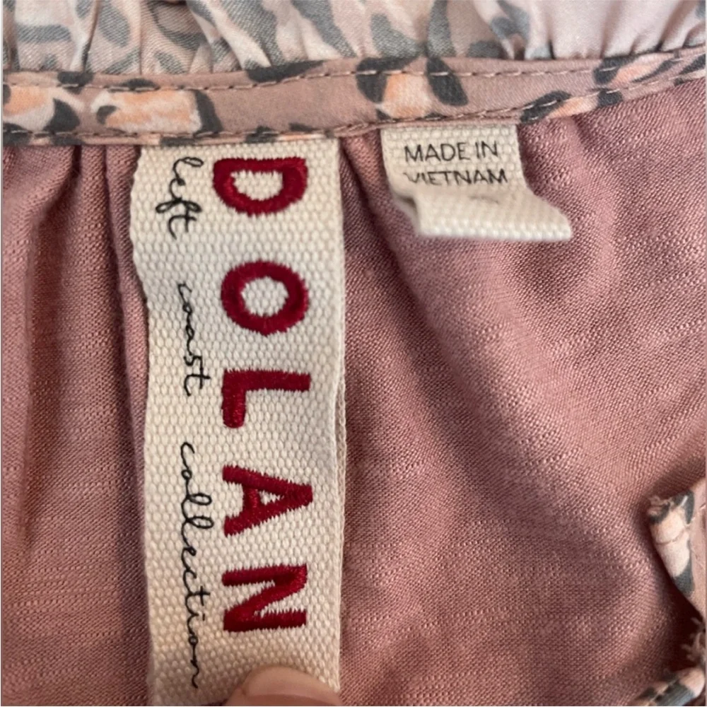 Anthropologie Dolan Pink & Grey Leopard Print Ruffle Blouse Oversized EUC - Picture 9 of 12